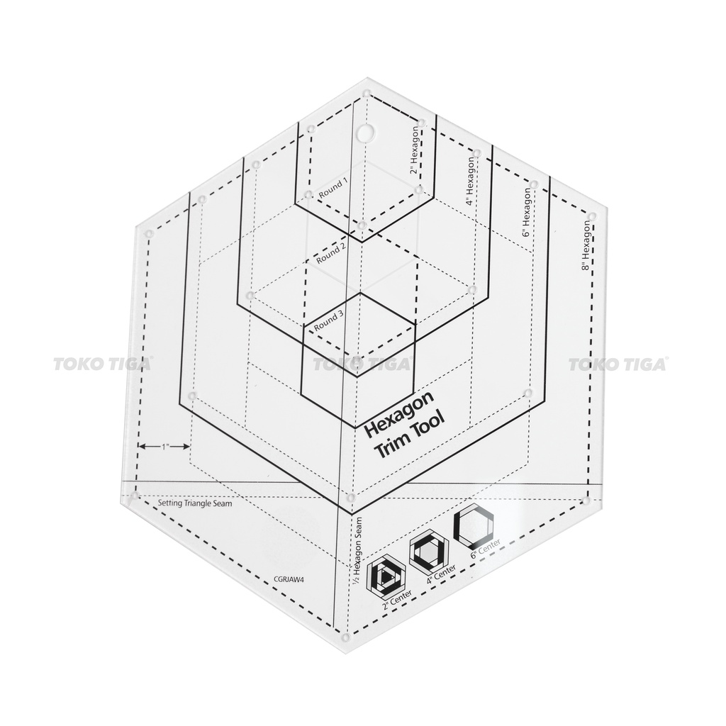 Penggaris Patchwork Quilting Hexagon Besar / Segi 6 Non Slip (CGRJAW4)