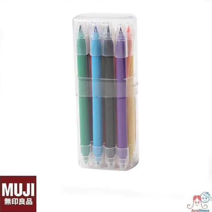 

MUJI PEN SET 12 COLORS - Dual Head / Twin Tip - Spidol n brush ---READY---