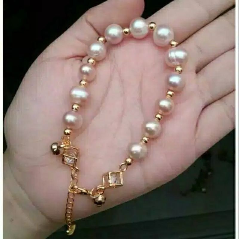 gelang rhodium mutiara tawar | gelang mutiara lombok | gelang mutiara air tawar asli lombok