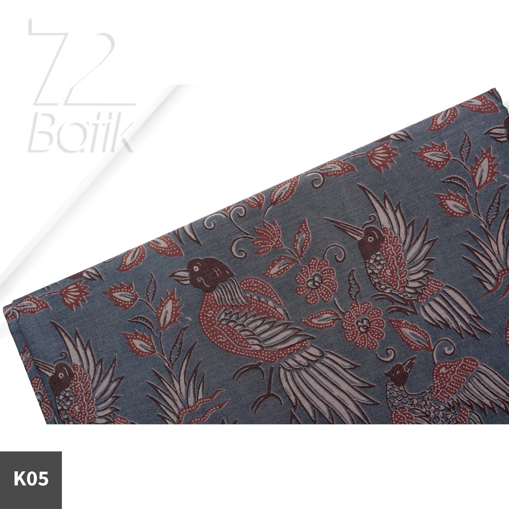 KAIN BATIK PREMIUM Bahan Katun Motif Burung Taman Warna Abu Grey Gray 721560 Cap 72 Jarik Jarit Samping Kebat Panjang Batik Katun Modern Premium Bahan Seragam Batik Pernikahan Kantor Keluarga Murah Kamen Jadi Batik Bali Lembaran