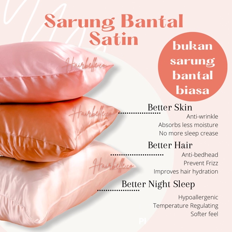 Sarung Bantal Satin Pillow Case Silk Sarung Bantal Tidur Sarung Bantal Silk Sarung Bantal Polos Panj