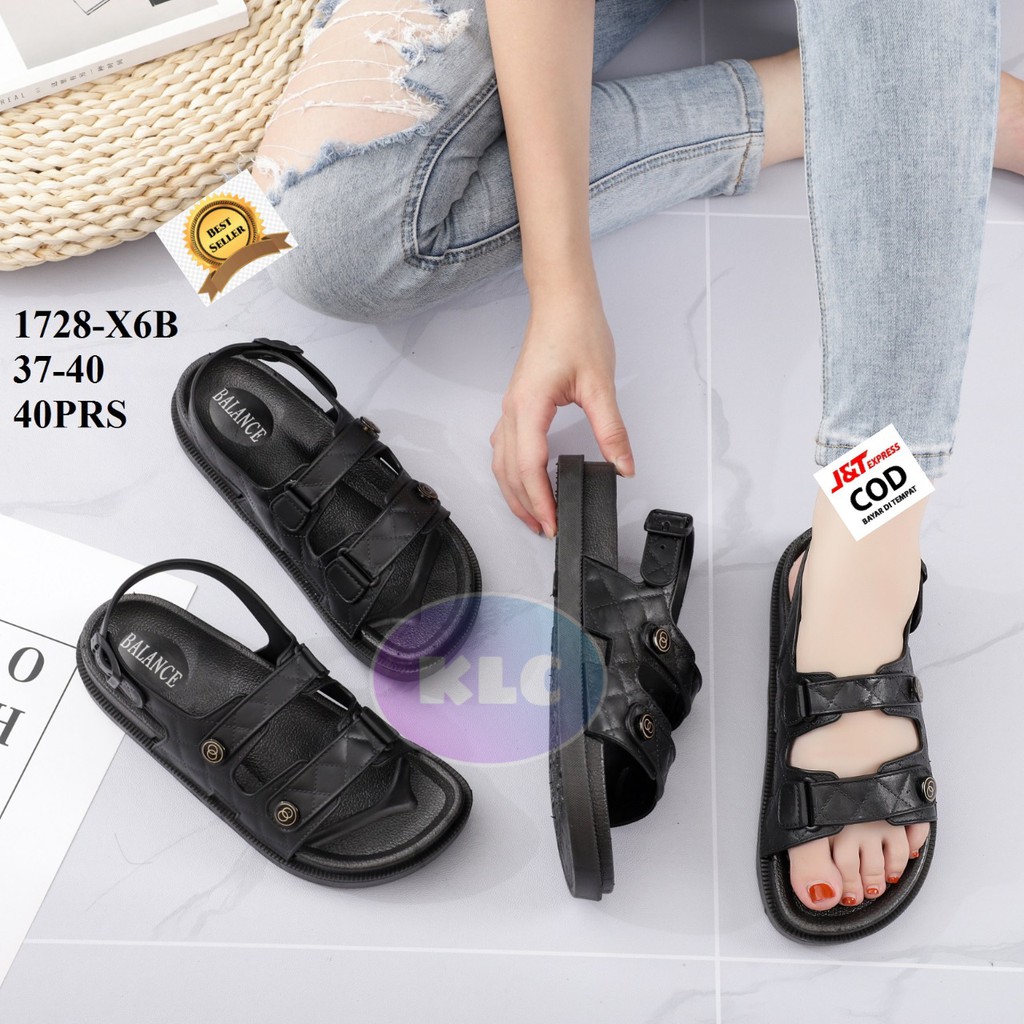 Balance 1728-X6B/ sandal karet jelly wanita sandal wedges perempuan terbaru ori produk impor