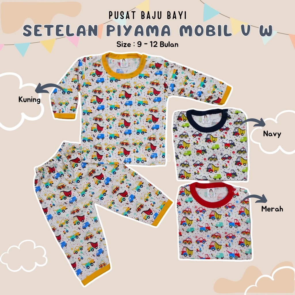 Setelan Baju Bayi Panjang 3 - 12 Bulan merk YEIKO motif Mobil VW