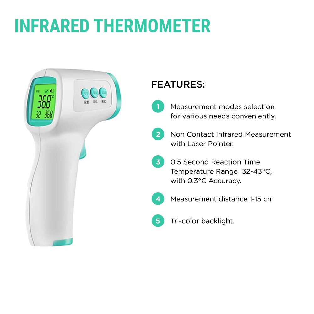 Infrared Thermometer Thermogun Digital Non Contact Pengukur Suhu Tubuh