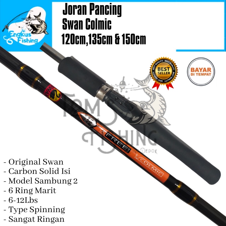 Joran Pancing Swan Colmic Carbon Solid 120cm-150cm (4-8Lbs) Lentur Murah - Engkus Fishing
