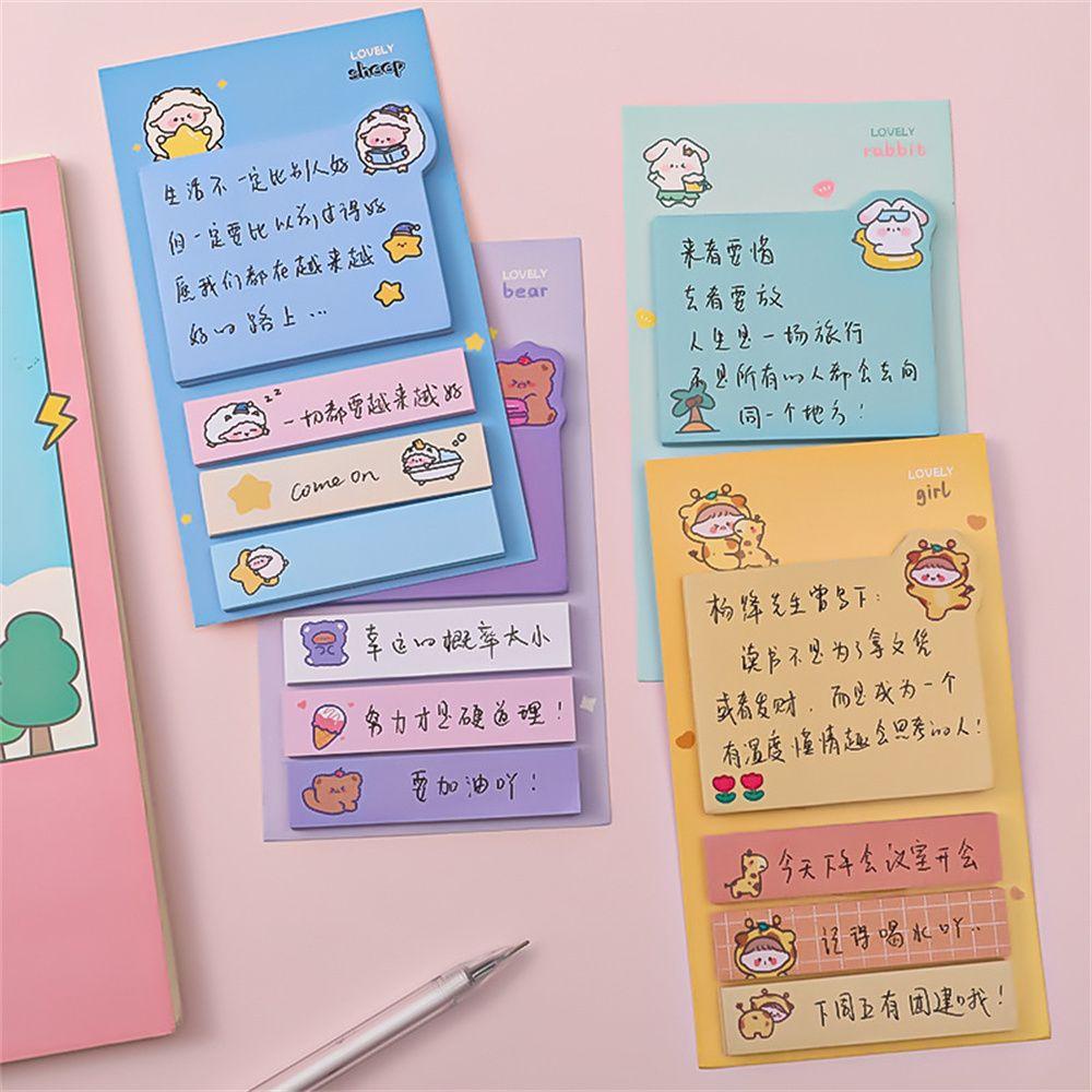 Top 80lembar Sticky Notes Kawaii Kartun Animal N Times Kertas Planner Stiker