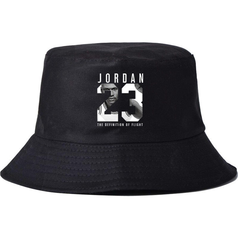 Topi Bucket Pria / Wanita Motif Print Jordan No. 23 Untuk Musim Panas / Pantai / Outdoor