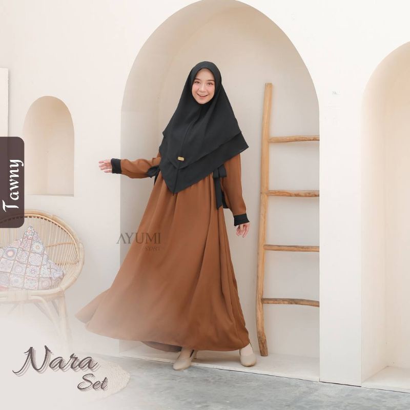 READY NARA SET khimar pasmina ayumi syari original