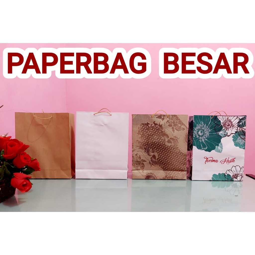 

Paper bag polos coklat dan motif batik murah BESAR / paperbag tas kertas polos motif batik (SATUAN)