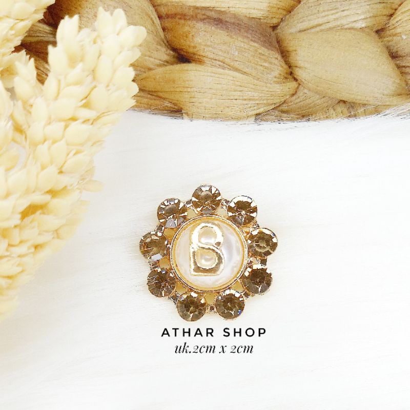 Bros B/bross signature branded import premium/brooch button/Bros hijab Athar shop scarve/Bros dada-B bunga coklat