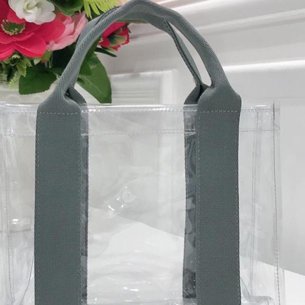 ➹ Tas mika transparan clear bag tote bag premium - Merah ♢