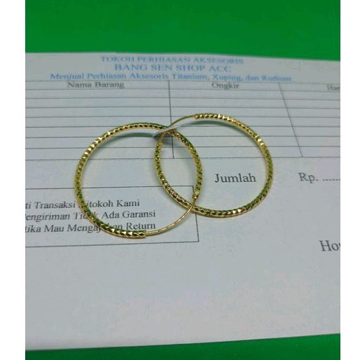 anting wanita dewasa lapis emas muda murni kadar 7.89 anting bundar besar terlaris