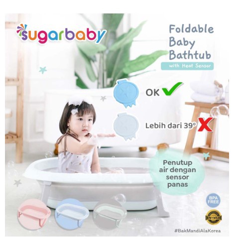 Sugar Baby Foldable Baby Bathtub dengan sensor panas Bak Mandi Bayi Lipat