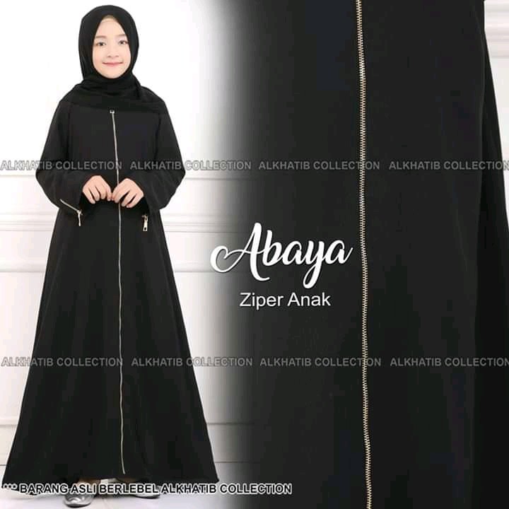 gamis turkey - busana muslim - jubah terbaru anak / dewasa - abaya turkey zy polos resleting (BR102)