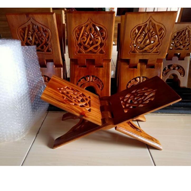 Harga Potongan⛄ Rekal Kayu Jepara Al-Qur'an Motif Iqro' Iqra Ukur 15 18 20 Kaligrafi Rekhal Tempat K