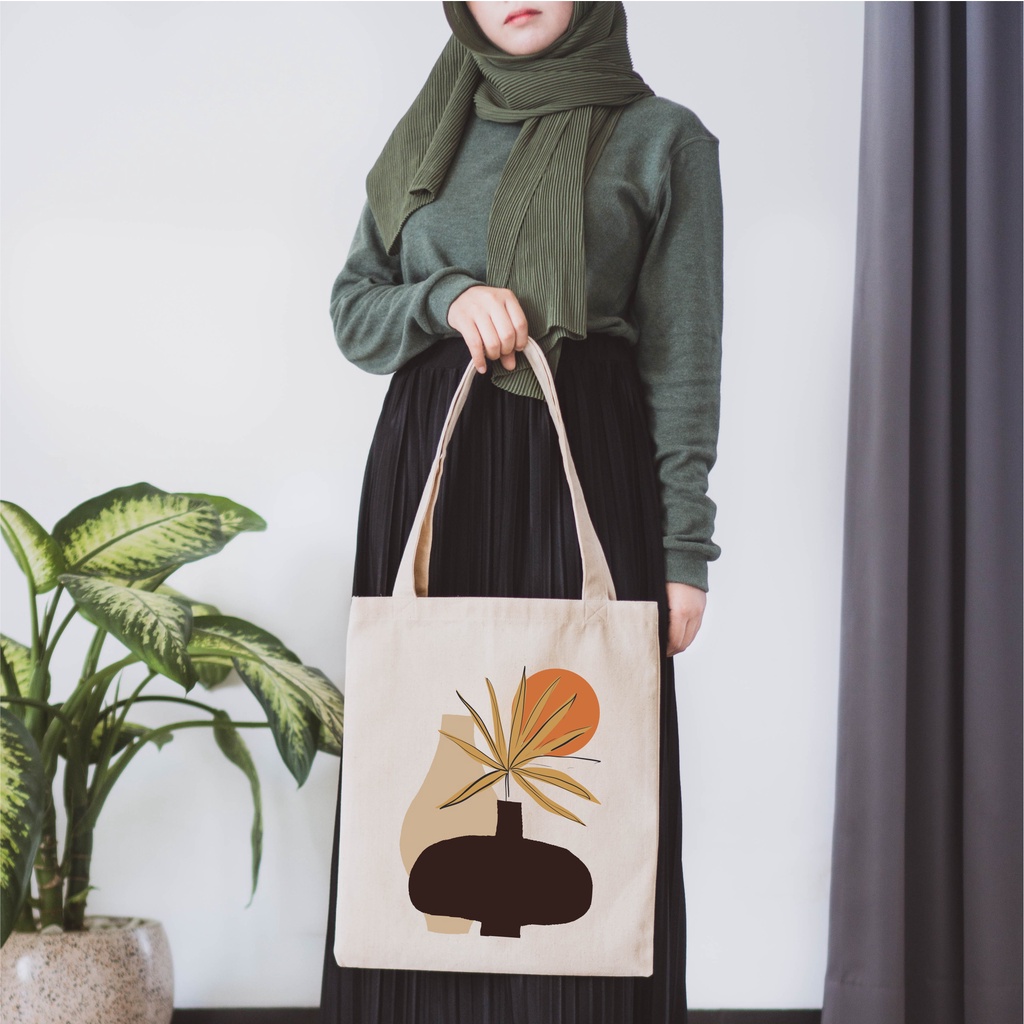 Sevine Tote Bag Kanvas Tas Wanita Fashion Totebag Laptop Nordic Aesthetic Series DTF Printing - KNP8