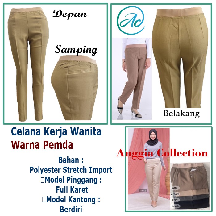 Celana pinggang Karet-Celana Bahan-celana Wanita Karir-Celana kantor terbaru 2021