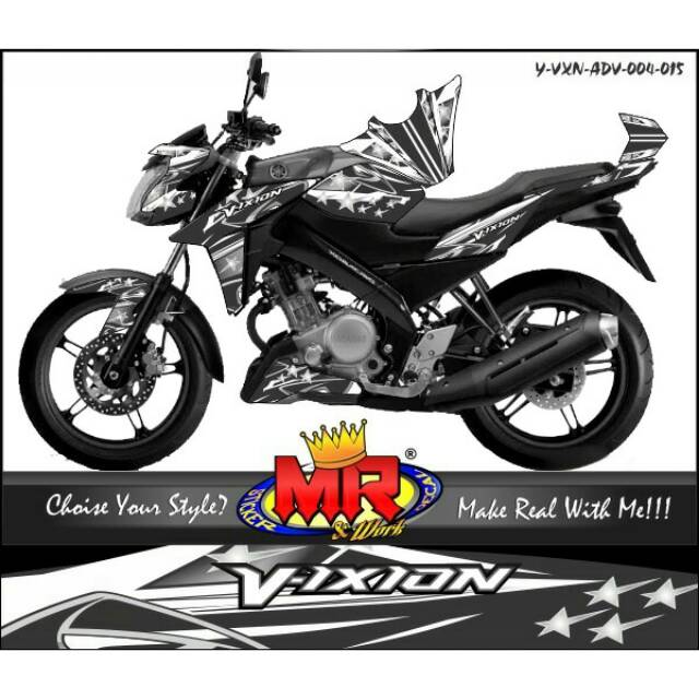 Decal Dekal Vixion Advance Hitam Putih Stiker Sticker Nva Semi