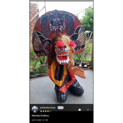 barongan kayu asli mainan reog jaranan Ponorogo ada kemul warnabarongan kayu anak SD dengan kemul