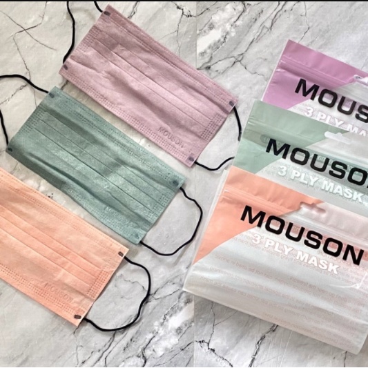 Masker Earloop Pink 3 PLY Mouson Soft Pink Original isi 50 PCS  Kuping Nude Pink Peach