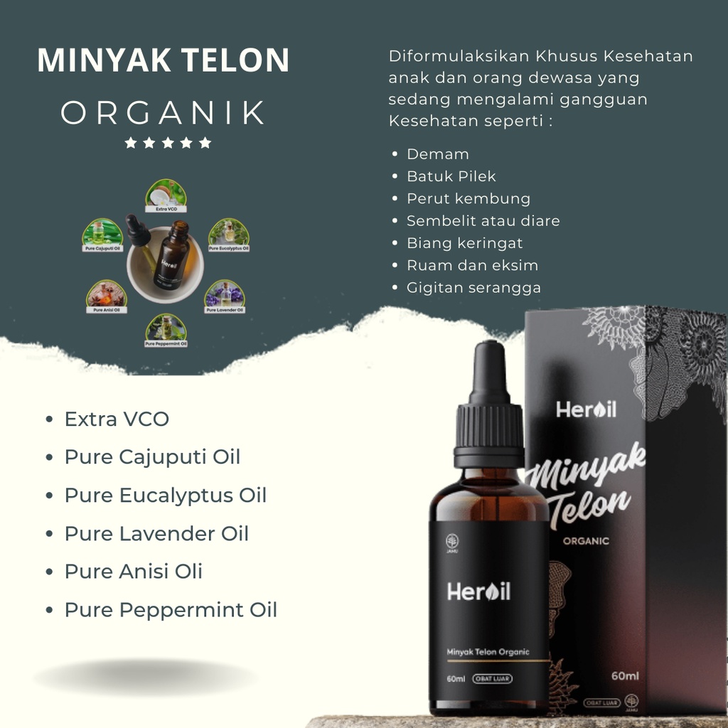 MINYAK TELON HEROIL HERBAL ORGANIK KHUSUS KESEHATAN BAYI DAN ANAK 60 ML