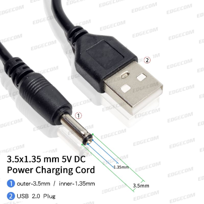 Kabel USB 5V to DC 3,5mm / Kabel Power 5V1A