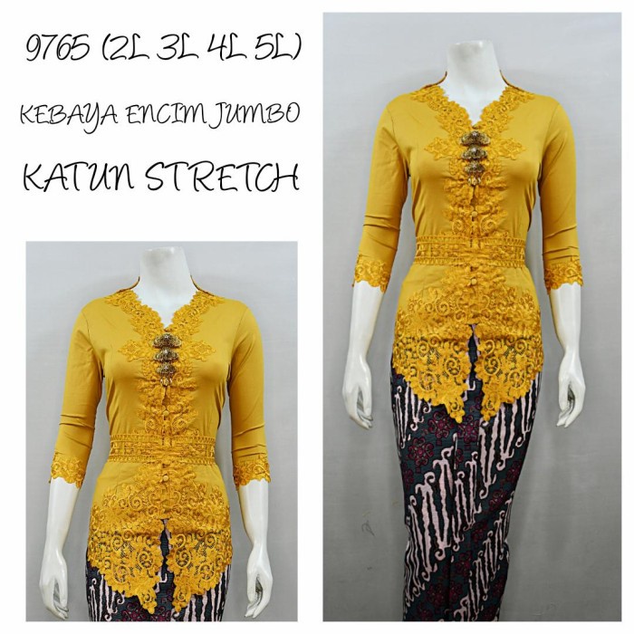 WBS Indah Kebaya |9548| Kebaya Kartini Lengan Tulip Bordir Katun Strecth - Kuning, 2L PROMO KODE 852