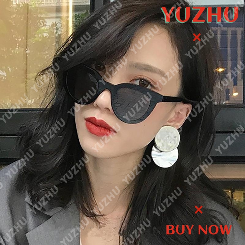 (YUZHU) Bayar Di Tempat Kacamata Hitam Wanita Model Korea Vintage Motif Mata Kucing Warna Warni