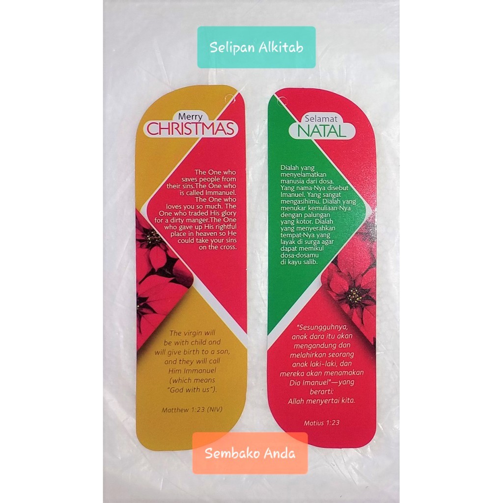 

A) Selipan buku Ayat Alkitab Selamat Natal. Pembatas buku. Bookmarks. Kartu Ucapan.