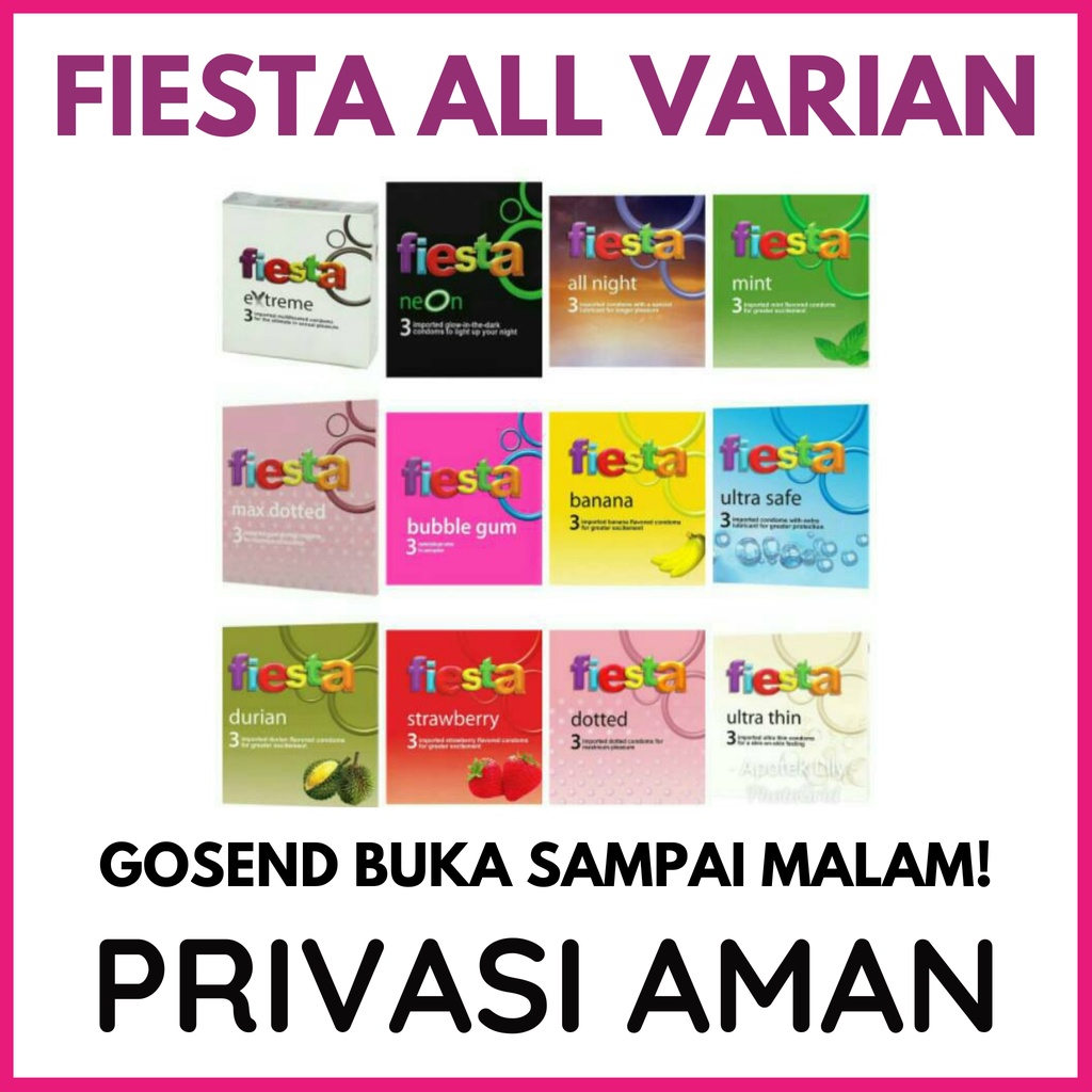 KONDOM FIESTA ALL VARIAN isi 3 Alat Kontrasepsi Privasi Aman