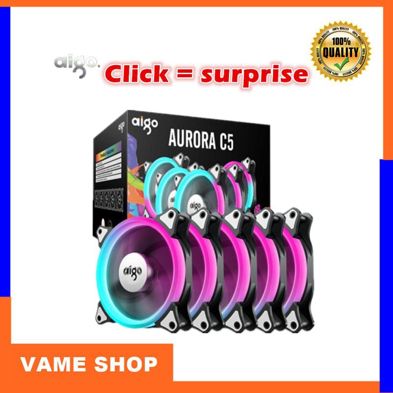 Terlaris Aigo aurora c3/c5 computer case pc fan radiator fan rgb adjust led 120mm cooling cooler