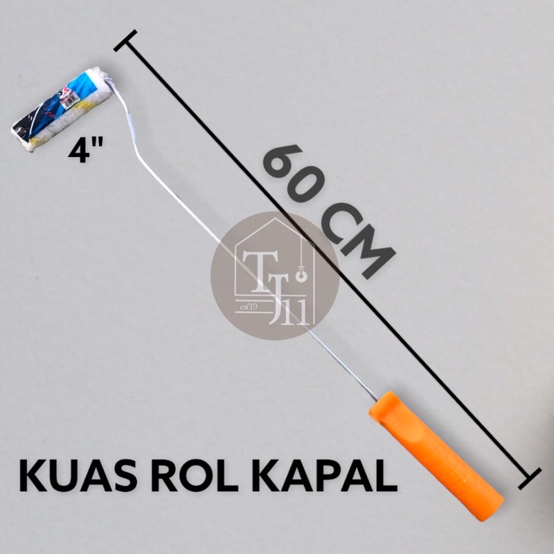 KUAS ROLL KAPAL UKURAN 4 INCH / GAGANG KUAS ROLL KAPAL ukuran 4 INCH LENGKAP DENGAN BULU KUAS NYA