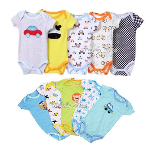 Jumper Bayi Lengan Pendek 5in1 Lovelle Cart's  3 6 9 12 Bulan