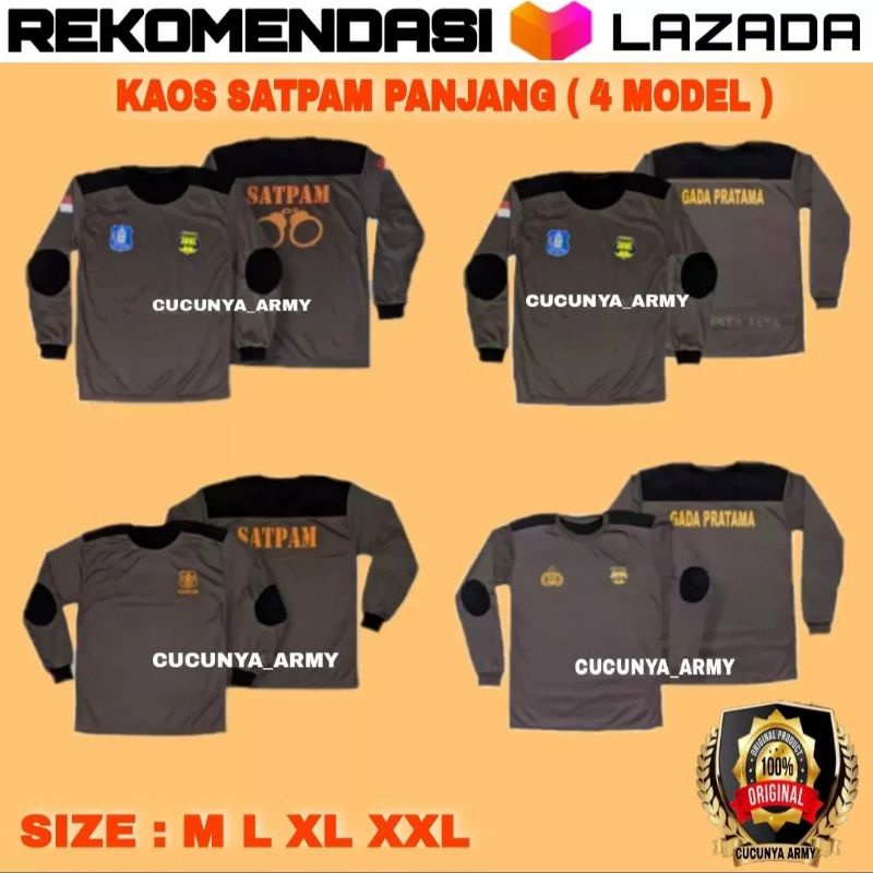 GROSIR KAOS SATPAM / SECURITY TERBARU COKLAT SABLON LENGAN PANJANG 2021 BAJU SERAGAM SECURITY PETUGA