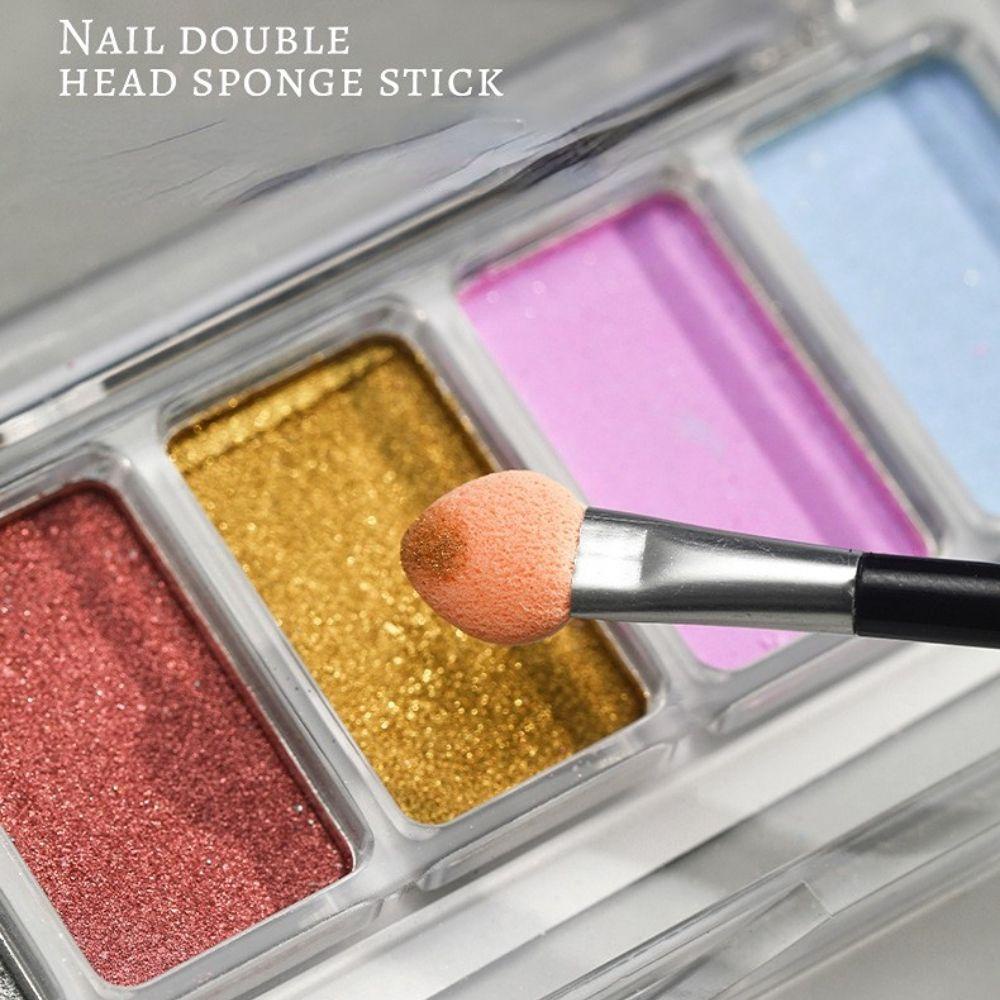 Needway   Double-ended Powder Stick Spons Kuku Kecantikan Kuku Salon Nail Art Alat Paku Smudge Stick