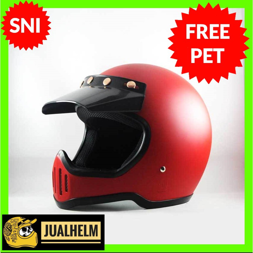 Helm Cakil M50 Magma Red Doff / Merah Doff (Vintage / Klasik)