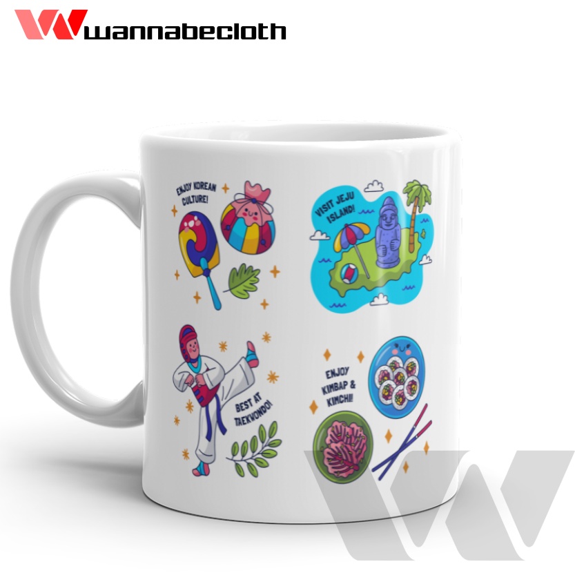 Mug Korea Gelas Korea Cetak Mug Custom Kado Gift Hadiah Souvenir Mug Seoul Mug Korea Art H