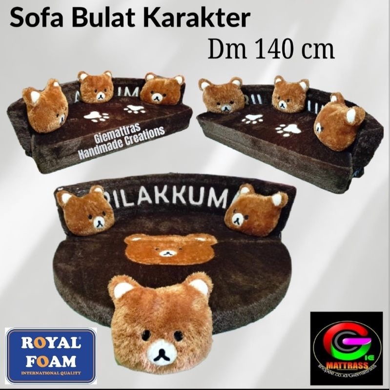 Limited edition Sofabed Bundar sofa bulat untuk anak bahan bulu rasfur karakter size diameter 140x10