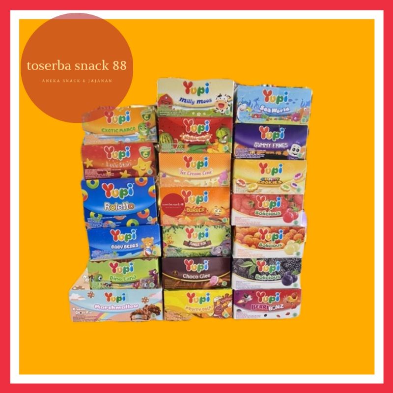 

YUPI BOX/Permen Jelly Kenyal & Lembut/Varian Rasa (7 gram × 24 pcs)