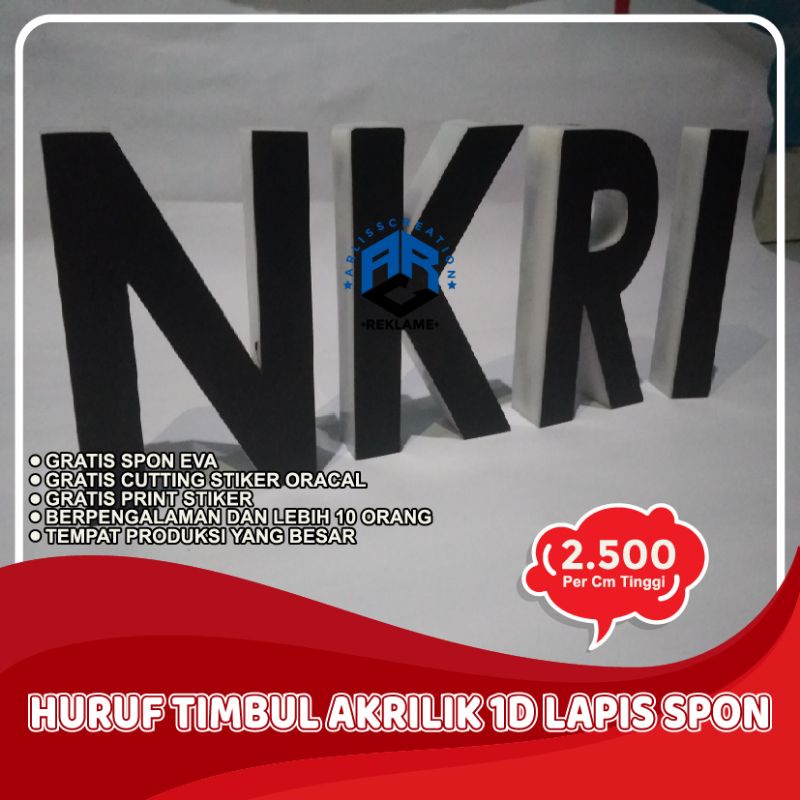 Jual HURUF TIMBUL AKRILIK 1D LAPIS SPON EVA ACRYLIC 1 LAYER STAINLESS ...