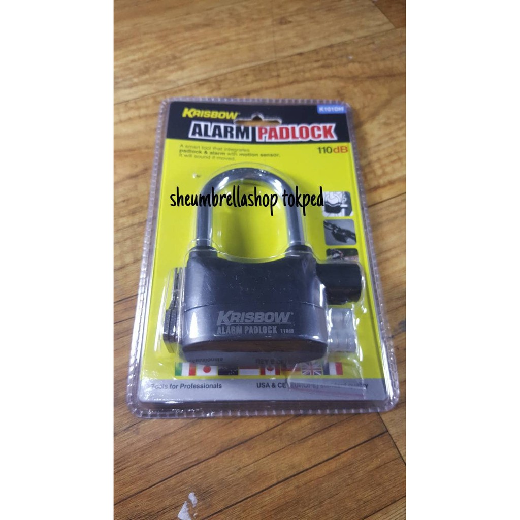 gembok alarm 110db heavy duty krisbow / padlock kunci keamanan