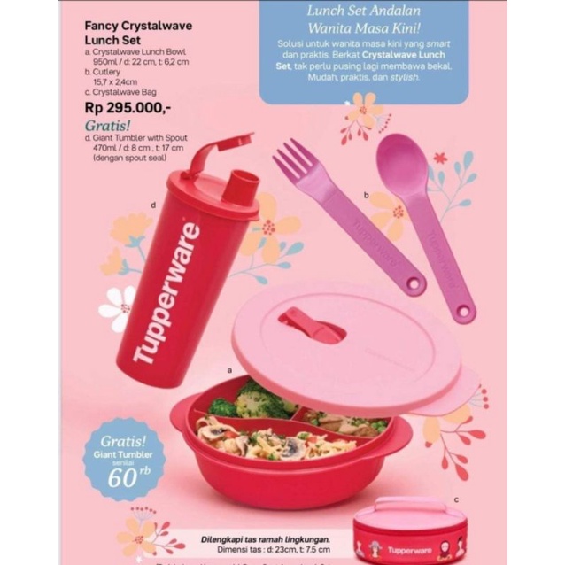 Tupperware fancy crystalwave lunch set - kotak bekal anak