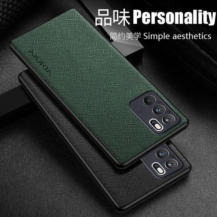 OPPO RENO 6 4G / RENO 6 5G SOFTCASE CANVAS CROSS PATTERN SILIKON COVER SOFT CASE - RENO 6 4G, Hitam