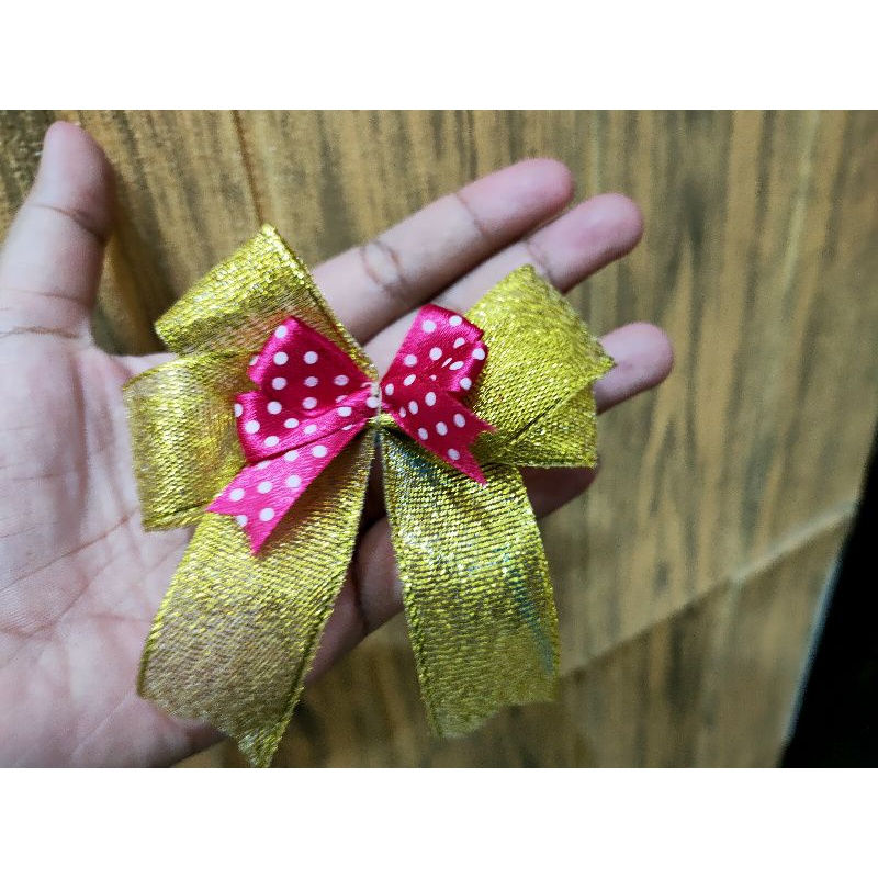 pita hiasan tas pita kado hantaran kombinasi gold bahan satin