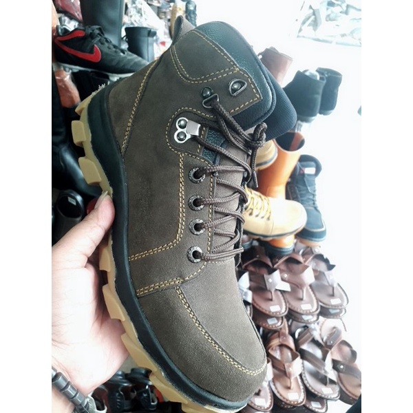 sepatu septi ujung besi kulit asli
