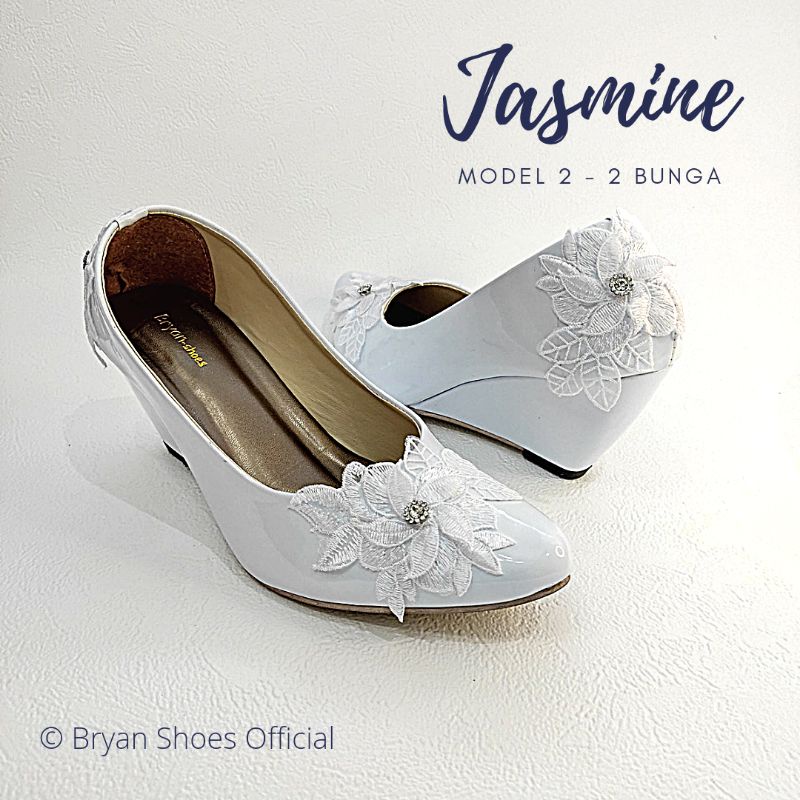 Bryan Jasmine Wedges Pesta Wedding Flower Bunga Lace Brukat Bigsize Jumbo Oversize 36-40 41 42 43