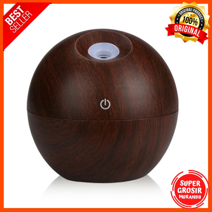 Humidifier Car Mini Aromatherapy Air Desain Kayu 130ml Dark Brown