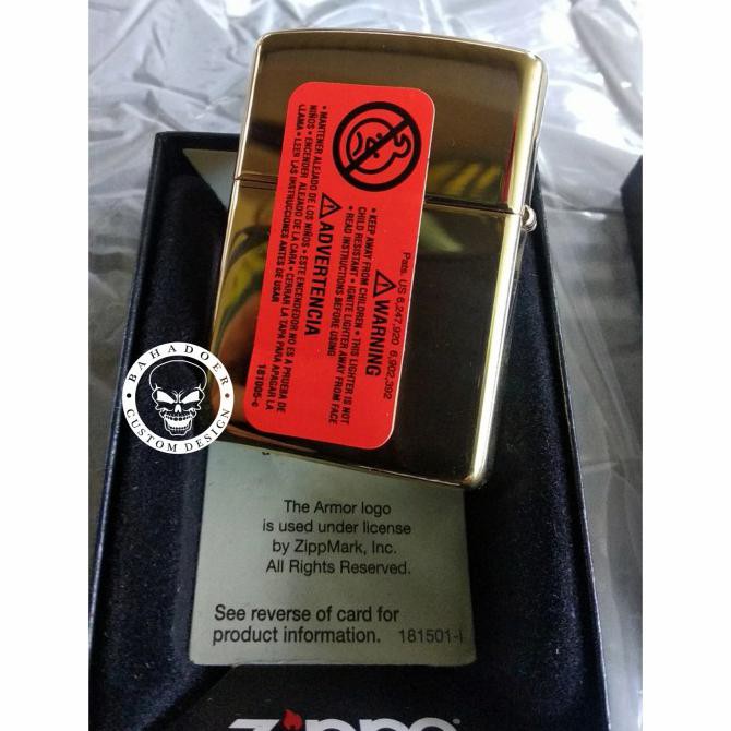 KOREK API ZIPPO ORIGINAL USA GOLD ARMOR GRATIS CUSTOM DESIGN GRAFIR Satiregram
