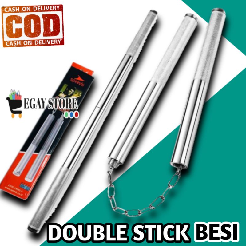 Double Stick Besi Stainless Doble Stik Nunchaku Tongkat Besi Bela Diri Non Kayu Ruyung Bruce Lee