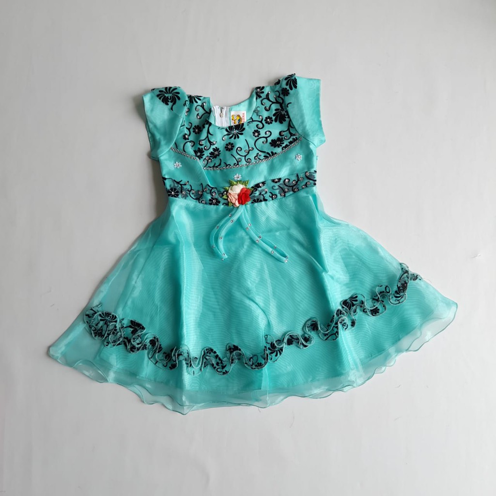 Baju Pesta Anak Perempuan 2 3 Tahun Warna Hijau Mint Import Gaun Anak Cewek Dress Anak Murah KA68